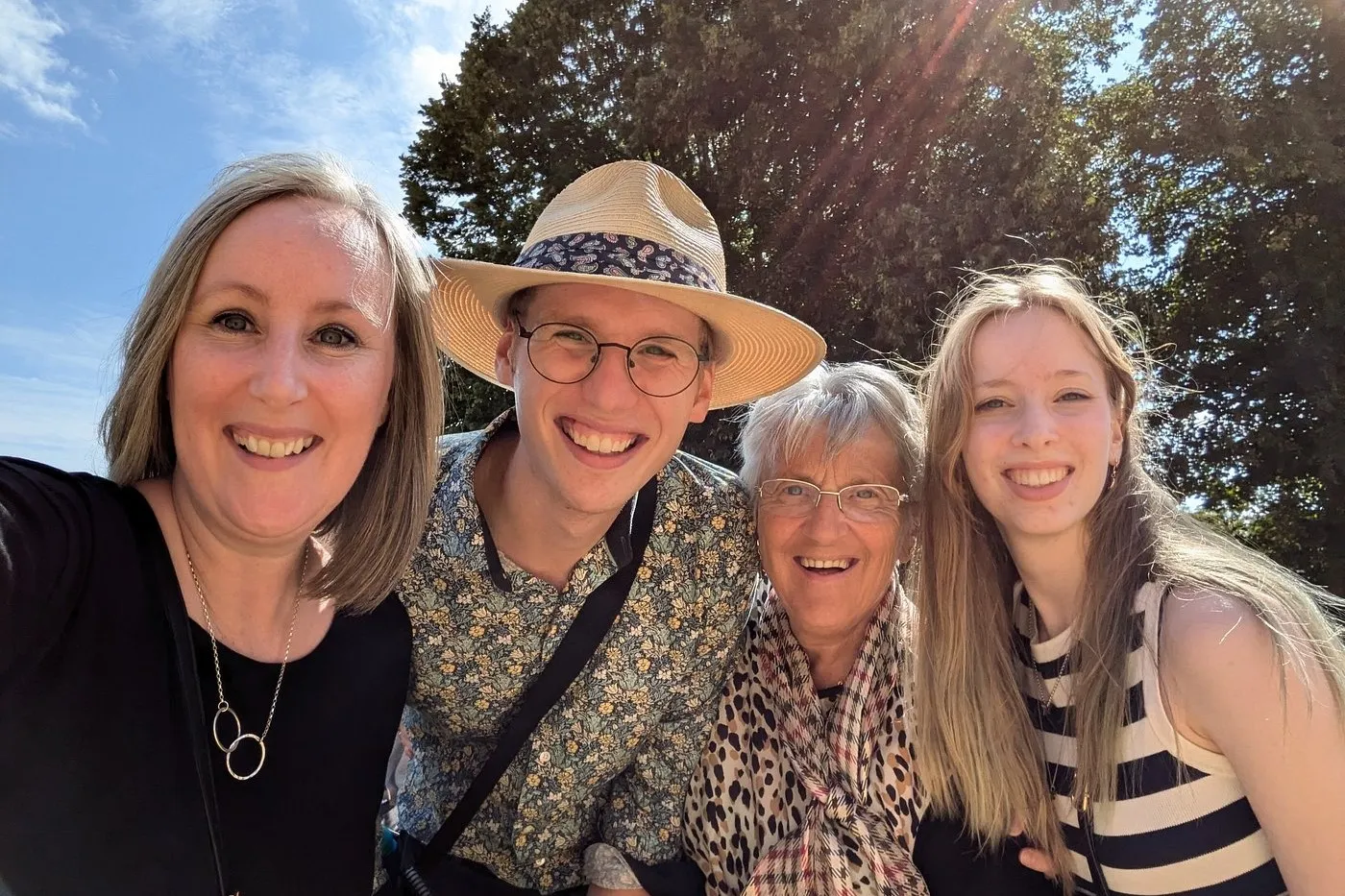 A selfie with an Oxford tour guide and three tourists.